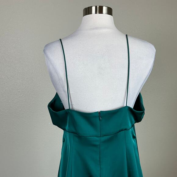 Sachin & Babi Satin Cut Out A-Line Long Evening Gown Green Size 10 Formal Dress - Picture 10 of 13